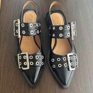 Ganni Stylish Black Buckle Women Shoes